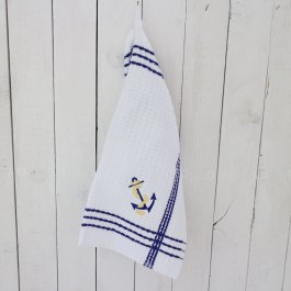mjuk frotté handduk med ankarmotiv marin frottehandduk med båtliv