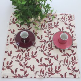oblekt bomulls duk med rostfärger bladmönster boelojan