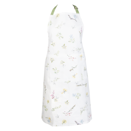 förkläde med vackert blommönster flora mönster vitt blommigt förkläde i romantiskt lantlig stil