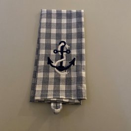 Kitchen towel Blue Anchor checkered, 30 x 45 cm