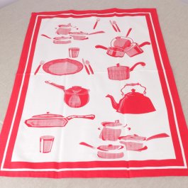 Kitchen towel Pots, red  50 x 70 cm