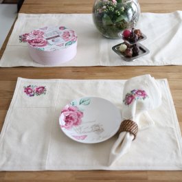 romantisk servett blomma ros  svensk design